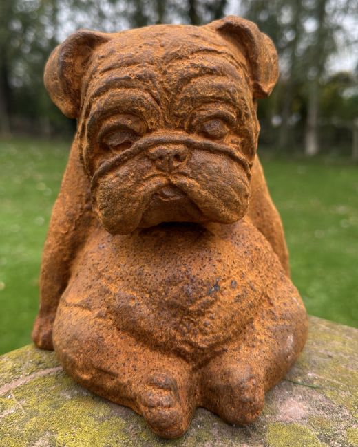 Rustic Cast Iron "Bentley" the Bulldog Sculpture Rustic Cast Iron "Bentley" the Bulldog Sculpture