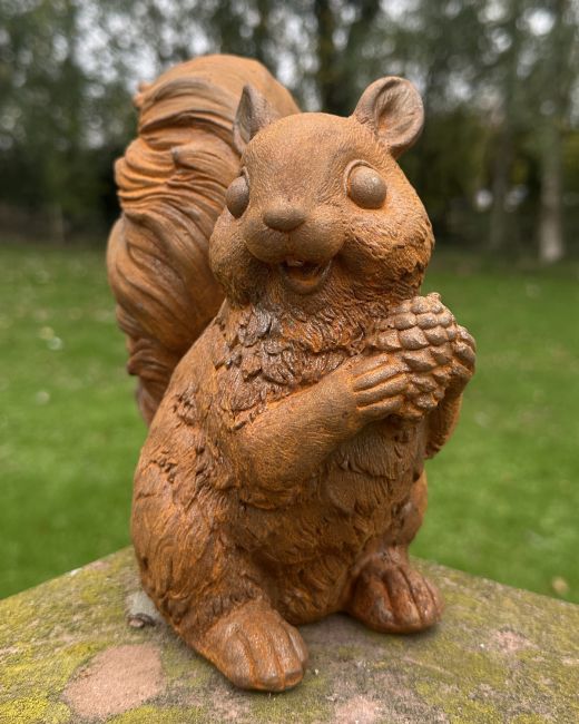 Rustic Cast Iron "Chester" the Squirrel Sculpture Rustic Cast Iron "Chester" the Squirrel Sculpture