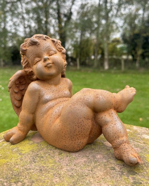 Rustic Cast Iron "Eden" Cherub Sculpture Rustic Cast Iron "Eden" Cherub Sculpture