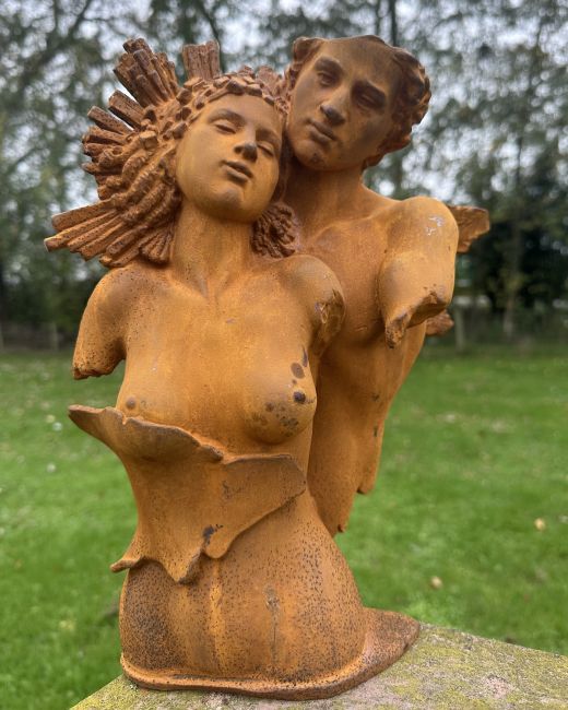 Rustic Cast Iron "Eternal Embrace" Sculpture Rustic Cast Iron "Eternal Embrace" Sculpture