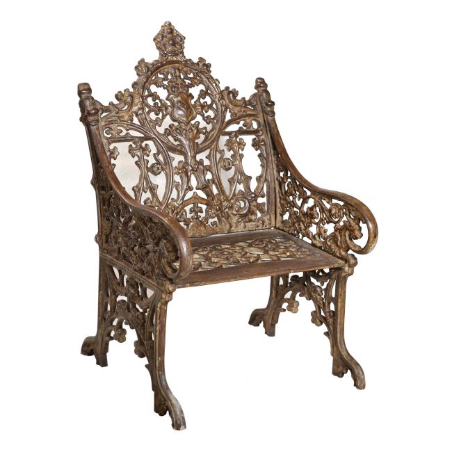 Cast Iron Gothic One Seat Bench in a Rustic Finish Cast Iron Gothic One Seat Bench in a Rustic Finish