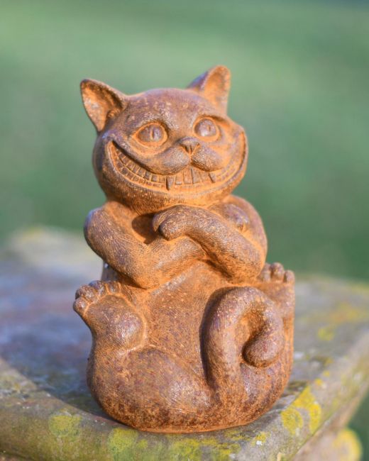 Rustic Cast Iron "Grinning" Cheshire Cat Garden Sculpture Rustic Cast Iron "Grinning" Cheshire Cat Garden Sculpture