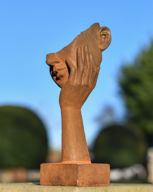 Rustic Cast Iron "In Thought" Garden Sculpture  Rustic Cast Iron "In Thought" Garden Sculpture