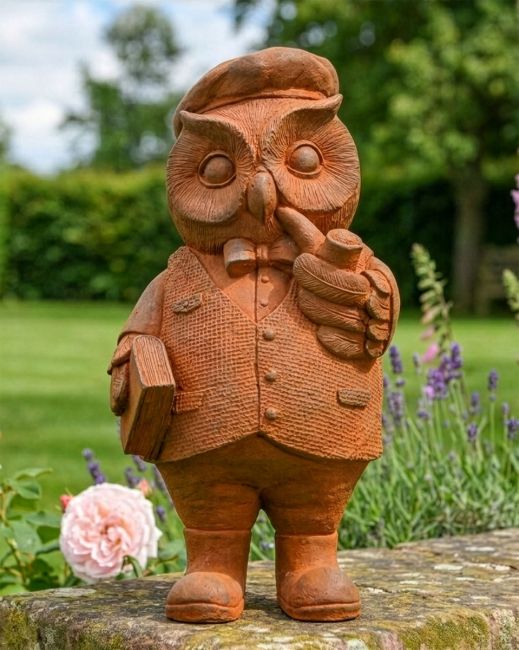 Rustic Cast Iron Studious Owl Sculpture Digital Illustration Rustic Cast Iron Studious Owl Sculpture Digital Illustration