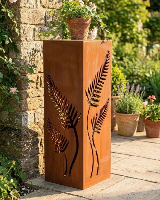 Rustic Fern Decorative Garden Column Digital Illustration
