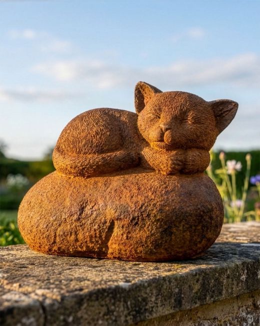 Rustic Finish "Catnapping" Garden Statue Digital Illustration Rustic Finish "Catnapping" Garden Statue Digital Illustration