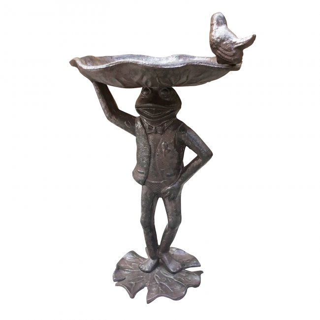 Frog Bird Bath & Feeder in a Rustic Finish Frog Bird Bath & Feeder in a Rustic Finish