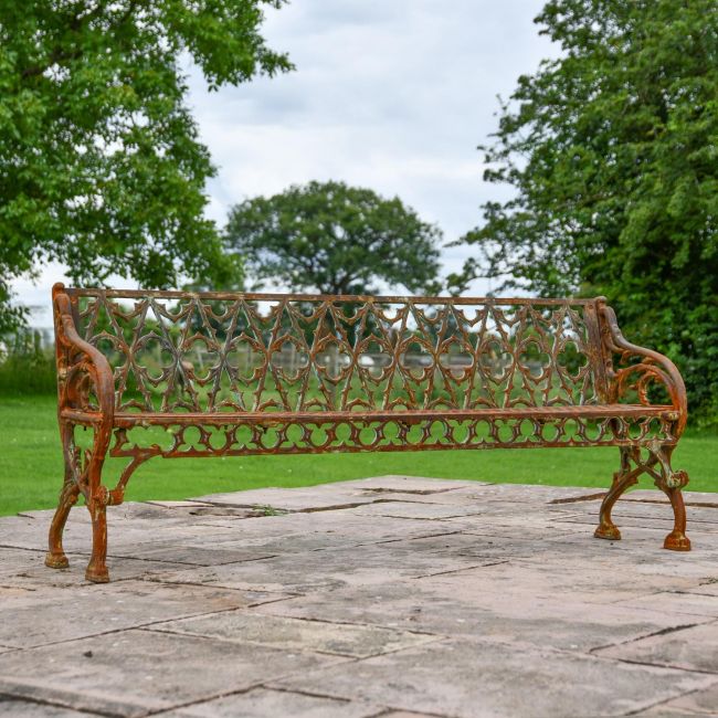 Rustic "Quatrefoil" Cast Iron Three Seater Bench Rustic "Quatrefoil" Cast Iron Three Seater Bench
