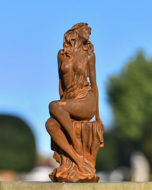 Cast Iron Nude Sitting Woman Garden Sculpture 