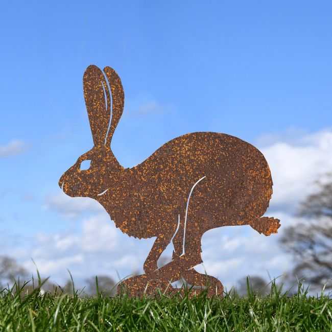 Rustic Running Hare Silhouette in Situ Rustic Running Hare Silhouette in Situ