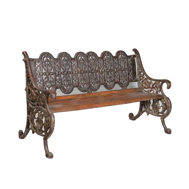 Serpent Cast Iron Gothic Garden Bench Finished in Rustic Finish Serpent Cast Iron Gothic Garden Bench Finished in Rustic Finish