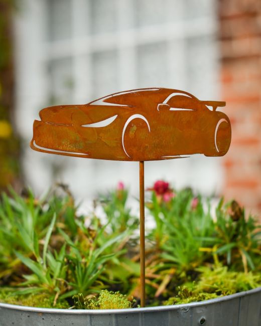 Rustic Sports Car Artistic Plant Pot Spike - Set of Two