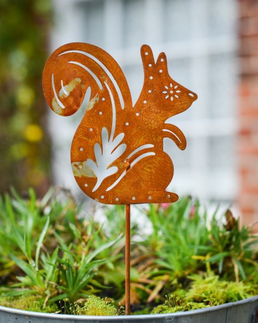 Rustic Squirrel Artistic Plant Pot Spike - Set of Two