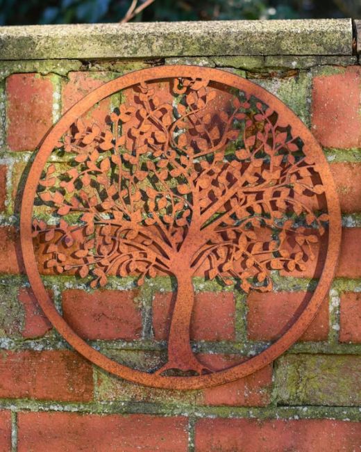 Rustic Steel Garden Wall Art With Oak Tree Rustic Steel Garden Wall Art With Oak Tree