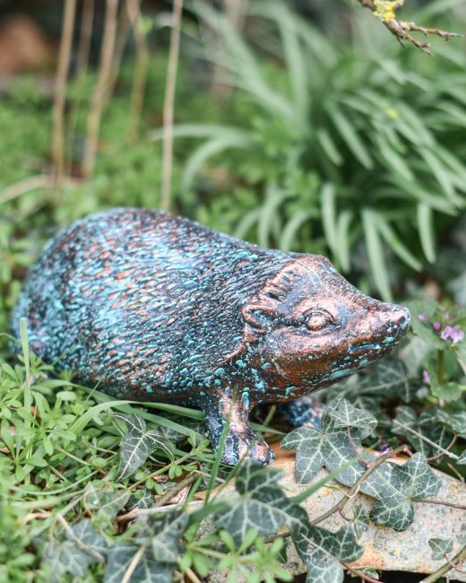 Rustic Verdigris Cast Iron Hedgehog Garden Sculpture in Aluminium Rustic Verdigris Cast Iron Hedgehog Garden Sculpture in Aluminium