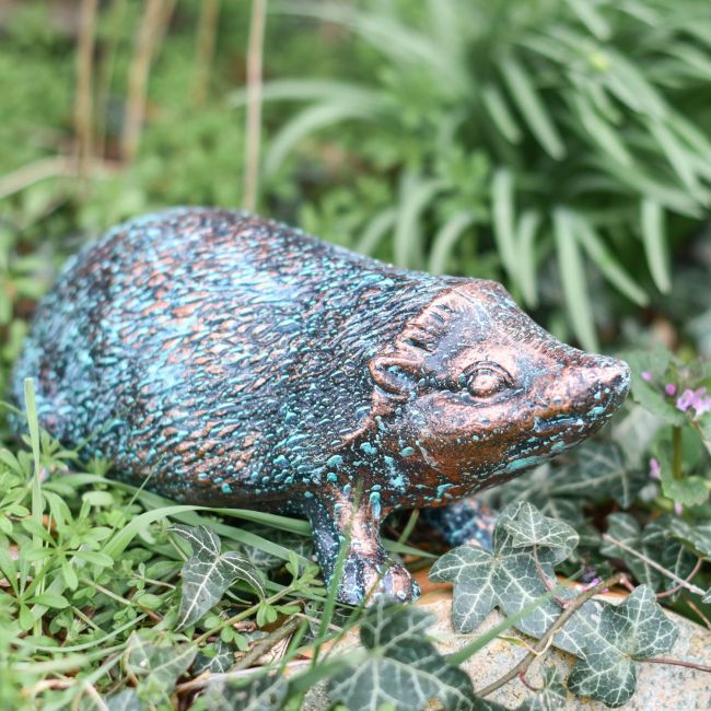 Rustic Verdigris Cast Aluminium Hedgehog Garden Sculpture - 10cm Rustic Verdigris Cast Aluminium Hedgehog Garden Sculpture - 10cm