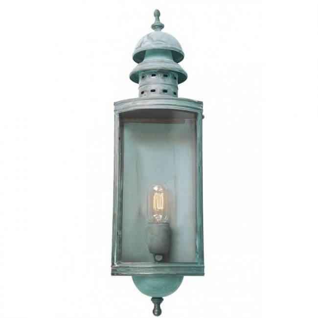 "Elmslea" Large Brass Half Wall Lantern in Verdigris "Elmslea" Large Brass Half Wall Lantern in Verdigris