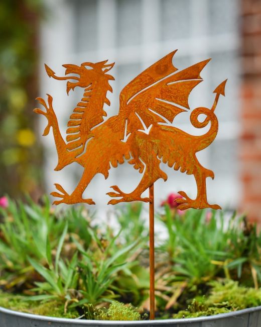 Rustic Welsh Dragon Artistic Plant Pot Spike - Set of Two Rustic Welsh Dragon Artistic Plant Pot Spike - Set of Two