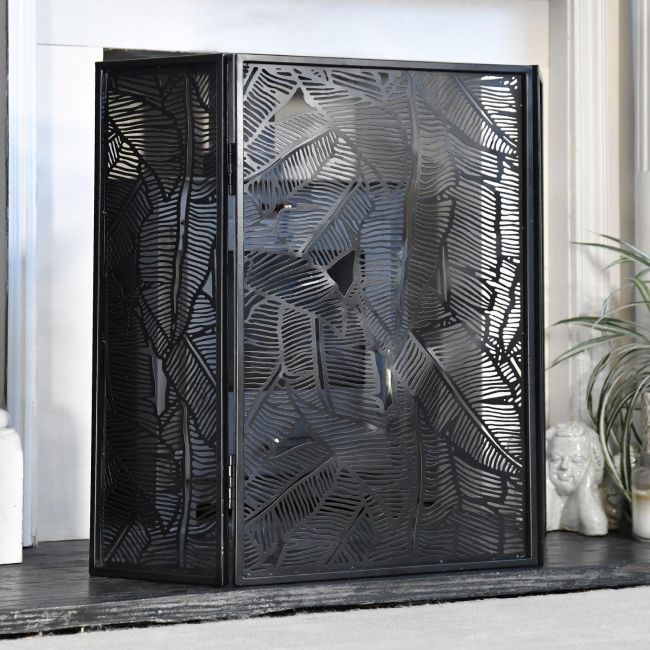 "The Butia" Tropical Palm Three Fold Fire Guard  "The Butia" Tropical Palm Three Fold Fire Guard