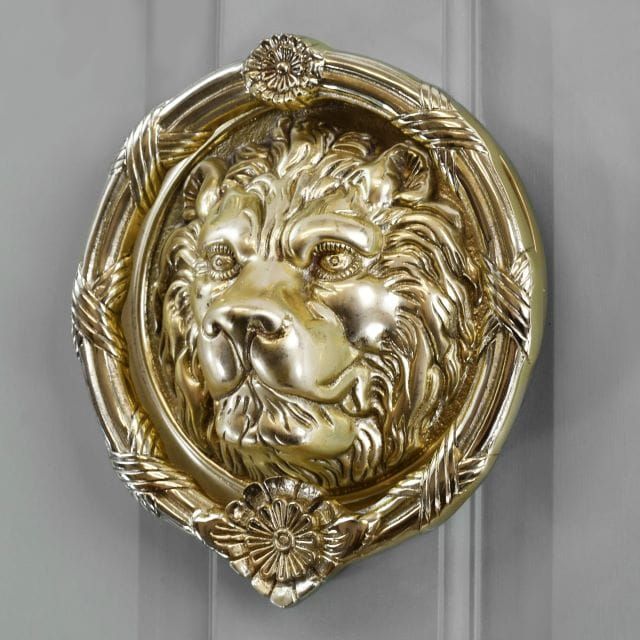 "Sandringham" Polished Brass Lion Knocker - Thumbnail