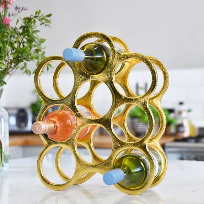 Gold "Floating Bubbles" Wine Rack 
