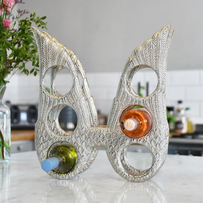 Antique Nickel "Angel Wings" Wine Rack in Situ 