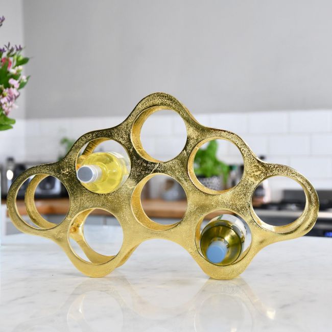 Gold "Cloud" Wine Rack on Kitchen Counter  Gold "Cloud" Wine Rack on Kitchen Counter