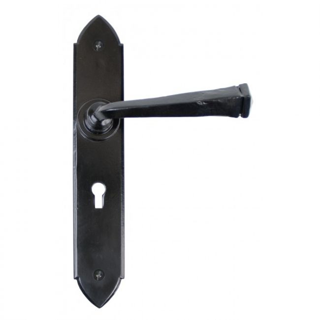 Gothic Lever Lock Set Finished In A Smooth Black Gothic Lever Lock Set Finished In A Smooth Black