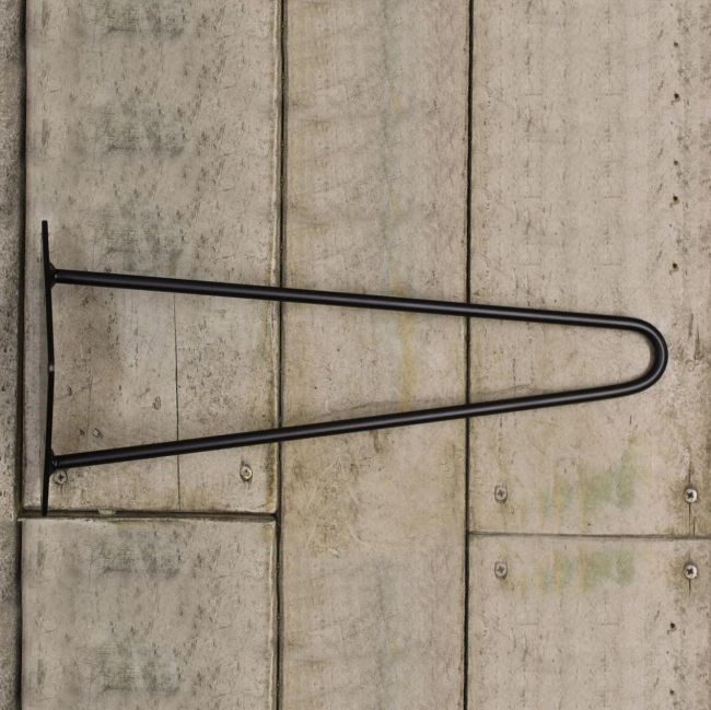 Two Prong Hairpin Table Leg Finished in a Satin Black Two Prong Hairpin Table Leg Finished in a Satin Black