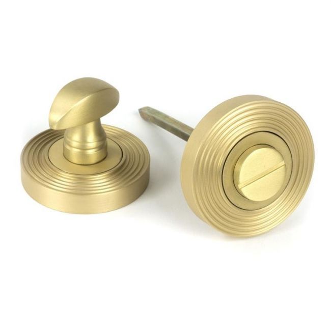Diamond Bathroom Thumb Lock in a Beeswax Finish Diamond Bathroom Thumb Lock in a Beeswax Finish
