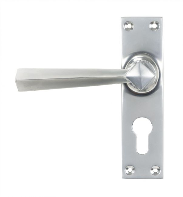 Satin Chrome Lever Euro Door Handle Front Satin Chrome Lever Euro Door Handle Front