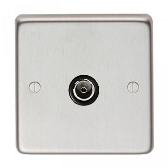 TV Socket Finished in a Satin Stainless Steel TV Socket Finished in a Satin Stainless Steel
