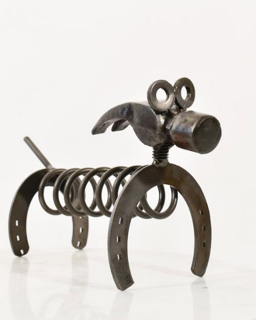 Recycled Metal Dachshund Sculpture