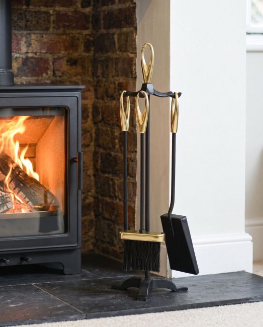 Traditional "Bucklebury" Companion Set In A Fireplace Setting