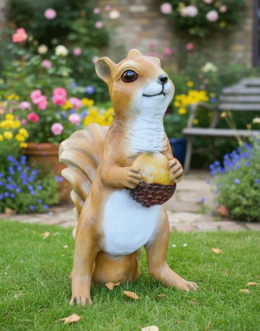 "Scoot" the Handpainted Fibreglass Squirrel Garden Sculpture "Scoot" the Handpainted Fibreglass Squirrel Garden Sculpture