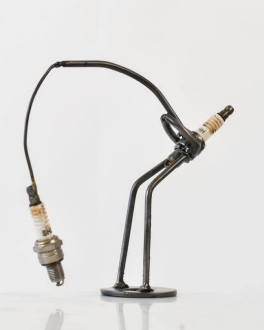 Spark Plug Fishing Recycled Metal Ornament - Thumbnail