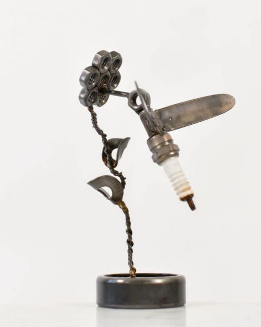 Spark Plug Hummingbird Recycled Metal Ornament - Thumbnail