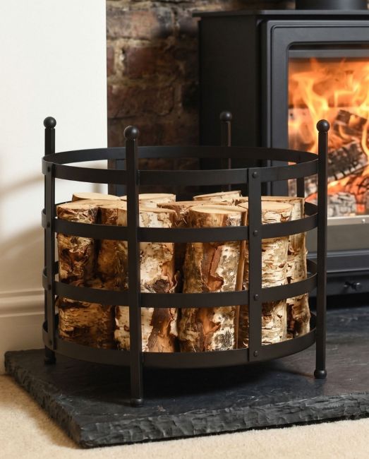 Black "Basket" Log Holder Black "Basket" Log Holder