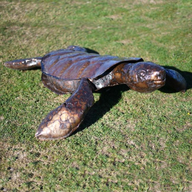Turtle Garden Sculpture Created From Recycled Metal