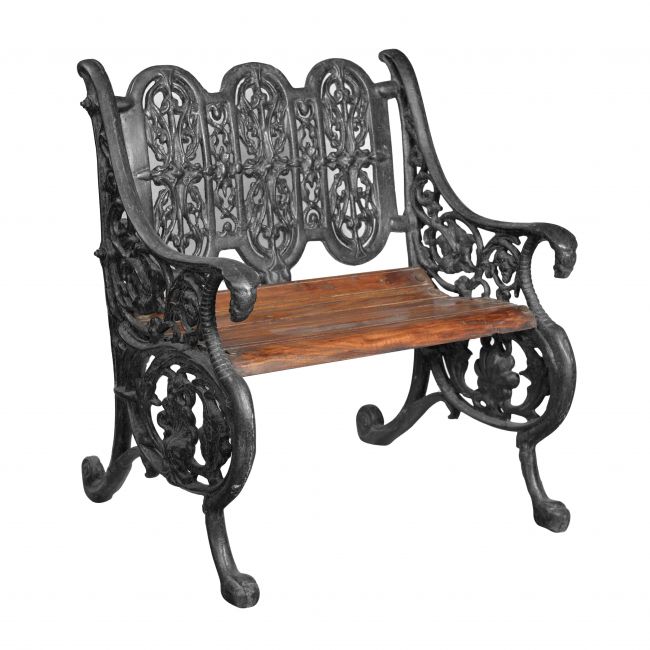 Serpent Cast Iron Gothic Garden Bench Finished in Black Serpent Cast Iron Gothic Garden Bench Finished in Black