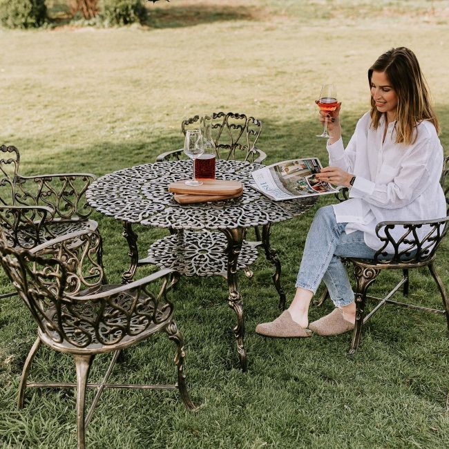 Brushed Gold "Edworth Manor" Dining Set Brushed Gold "Edworth Manor" Dining Set