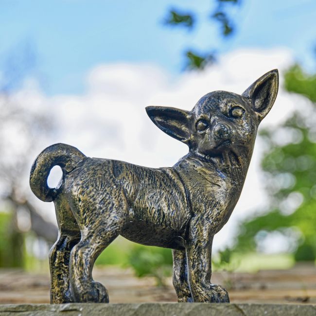 Brushed Gold Standing Chihuahua Sculpture
