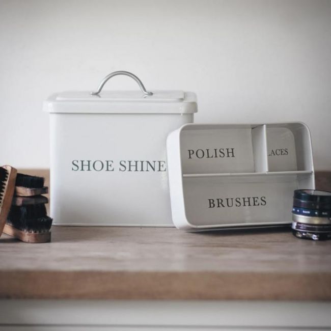 White Shoe Shine Storage Box White Shoe Shine Storage Box