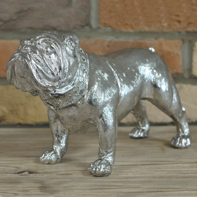 Silver Finish Bull Dog Ornament Silver Finish Bull Dog Ornament