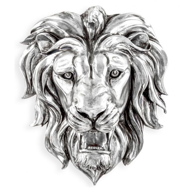 Lion Wall Bust Finished in a Silver Effect Finish