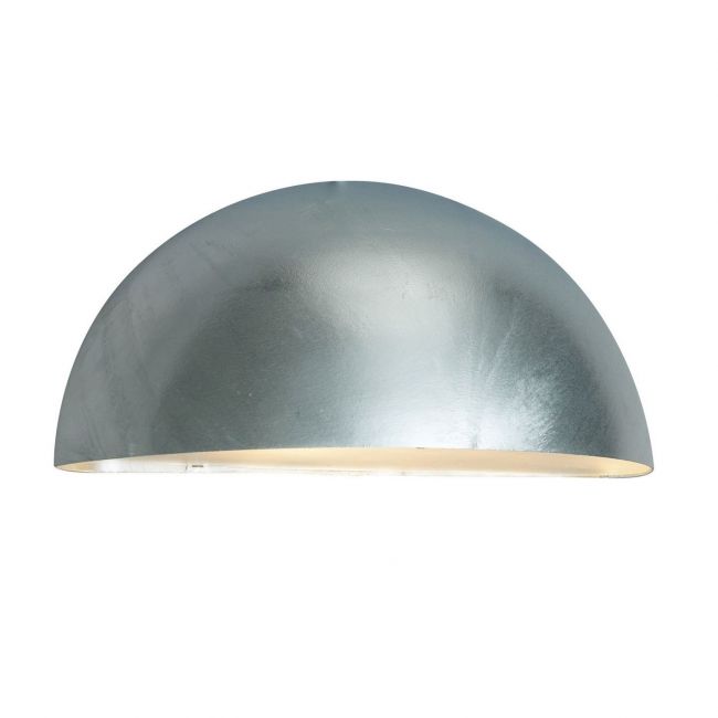 Silver Finish Galvanised Steel Crescent Down Wall Light
