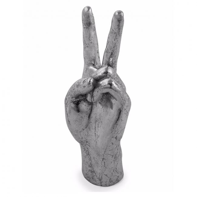 "Peace" Hand Sign Ornament in a Silver Finish