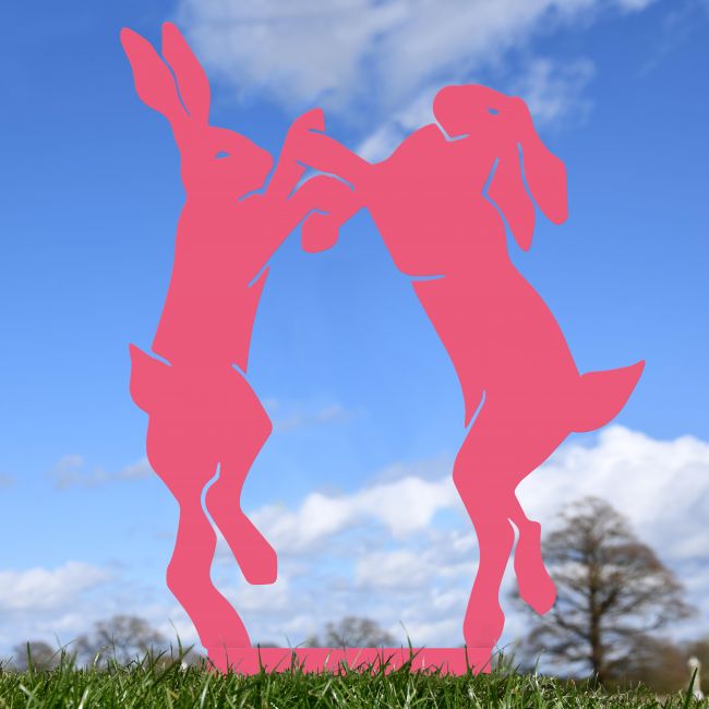 Pink Simplistic Boxing Hares Silhouette Pink Simplistic Boxing Hares Silhouette