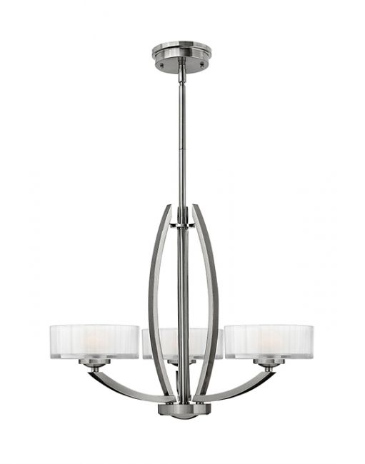 "Rivelsford Place" Simplistic Nickle Three Light Ceiling Fixture With Glass Shades "Rivelsford Place" Simplistic Nickle Three Light Ceiling Fixture With Glass Shades