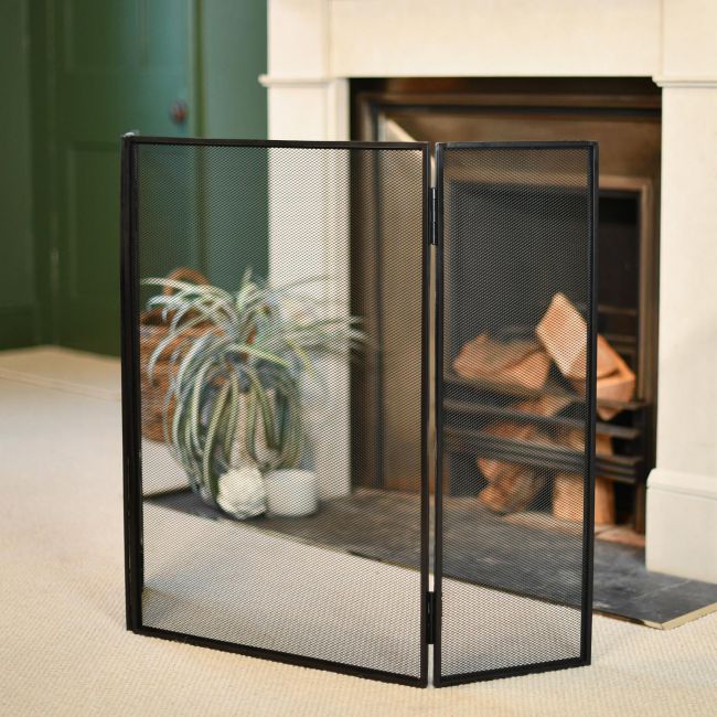 Simplistic Square Three Fold Fireguard in Situ Simplistic Square Three Fold Fireguard in Situ